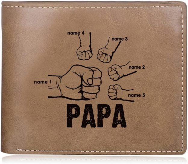 Personalized Photo Wallet for Dad – Custom Name PU Leather Slim Bifold Wallet, Perfect Father’s Day Gift