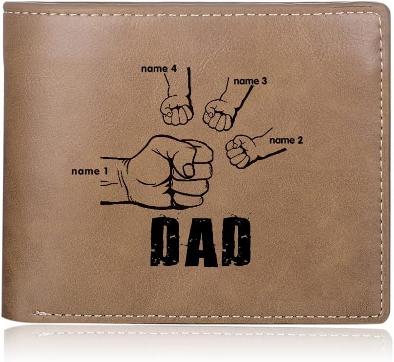 Personalized Photo Wallet for Dad – Custom Name PU Leather Slim Bifold Wallet, Perfect Father’s Day Gift