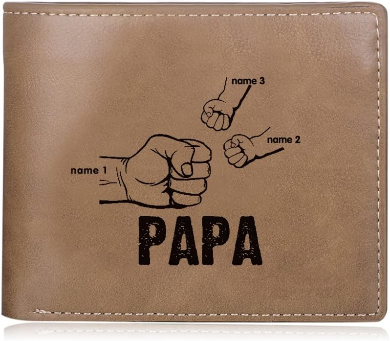 Personalized Photo Wallet for Dad – Custom Name PU Leather Slim Bifold Wallet, Perfect Father’s Day Gift