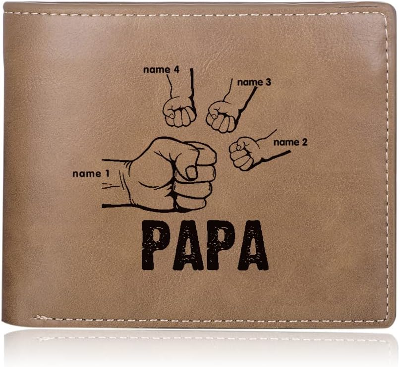 Personalized Photo Wallet for Dad – Custom Name PU Leather Slim Bifold Wallet, Perfect Father’s Day Gift