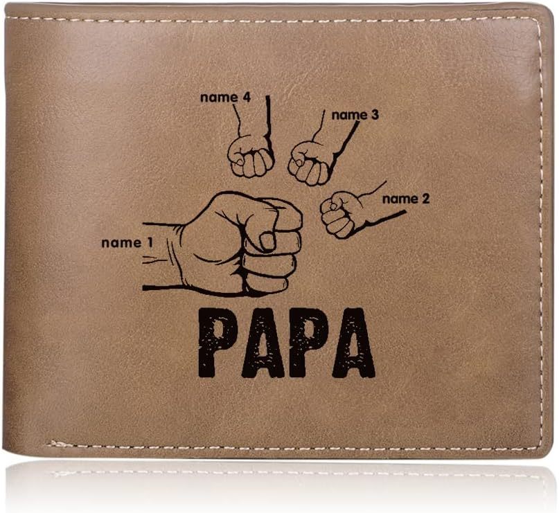 Personalized Photo Wallet for Dad – Custom Name PU Leather Slim Bifold Wallet, Perfect Father’s Day Gift