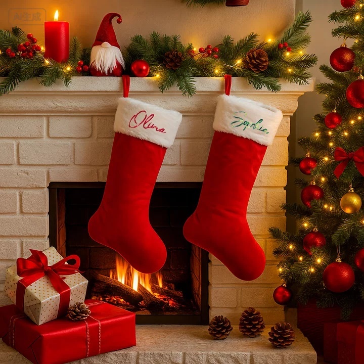 Embroidered Classic Christmas Stocking