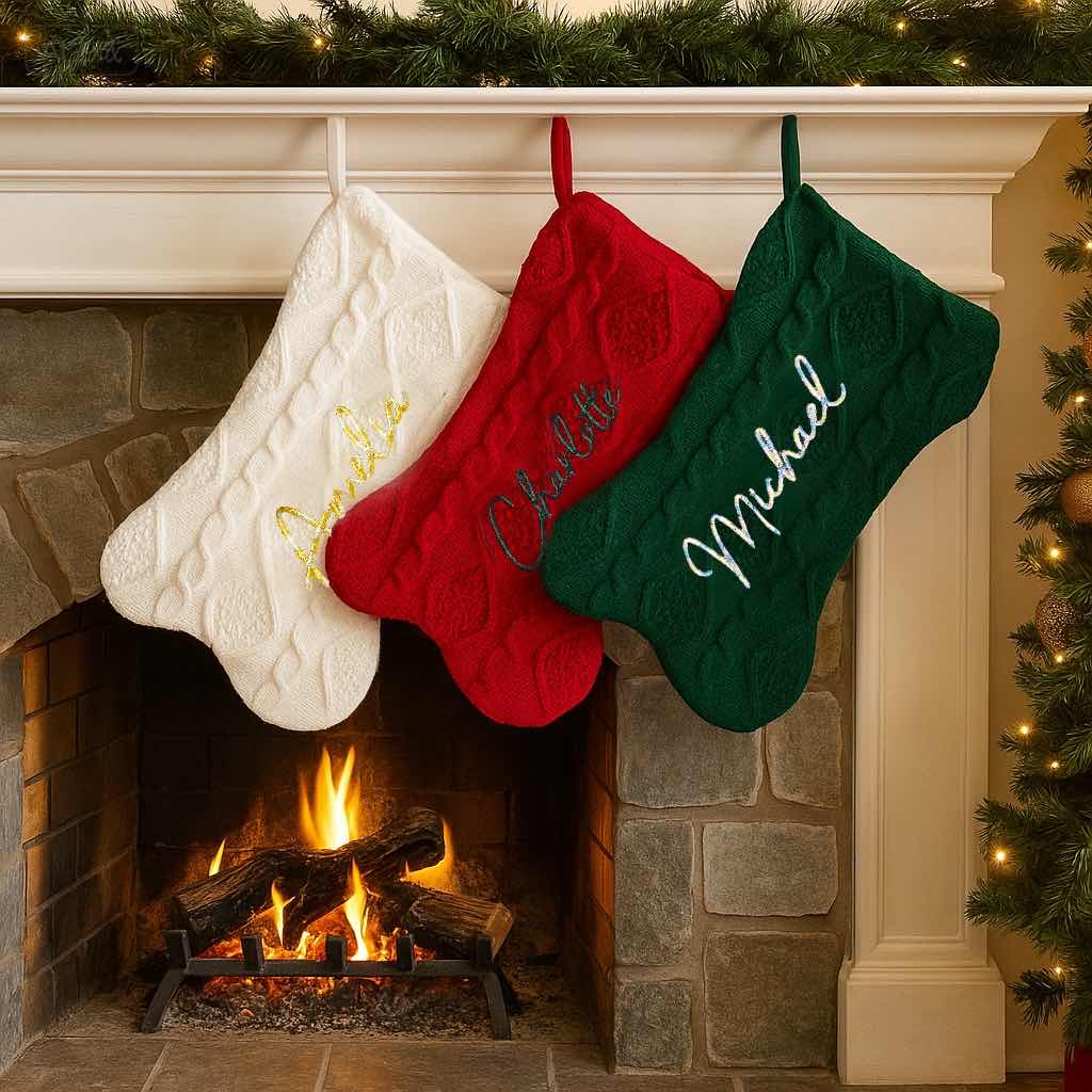 Bone-Shaped Knit Christmas Stocking