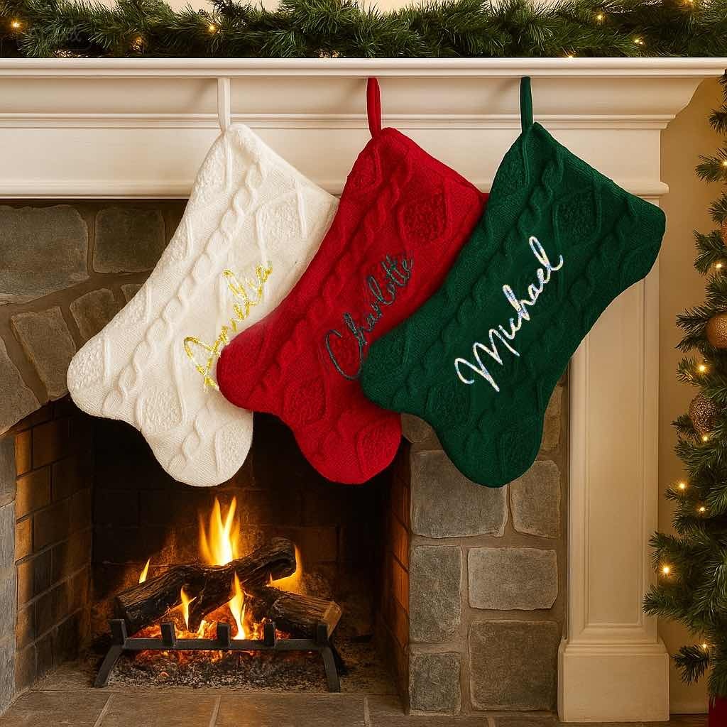 Bone-Shaped Knit Christmas Stocking