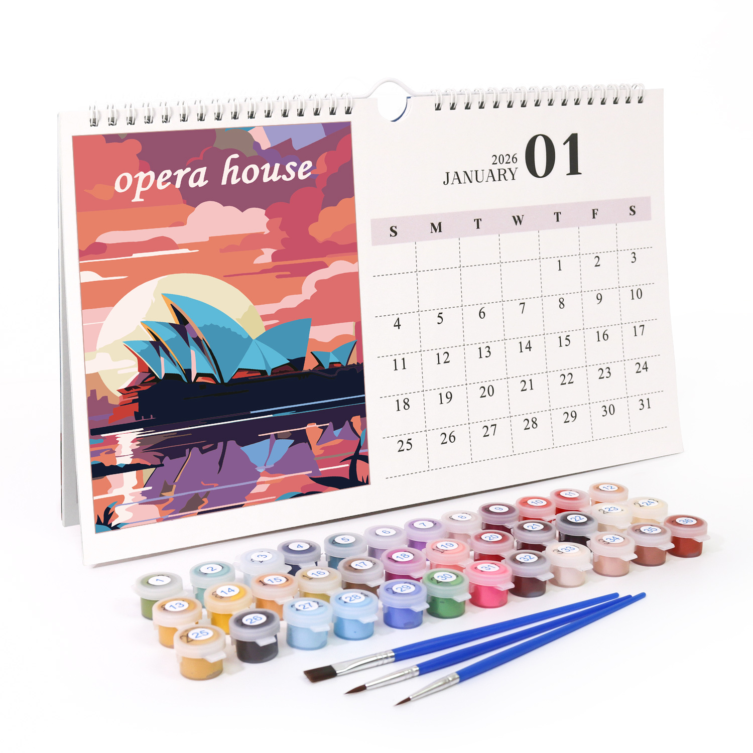 Spiral-Bound Cityscape Art Calendar 2026