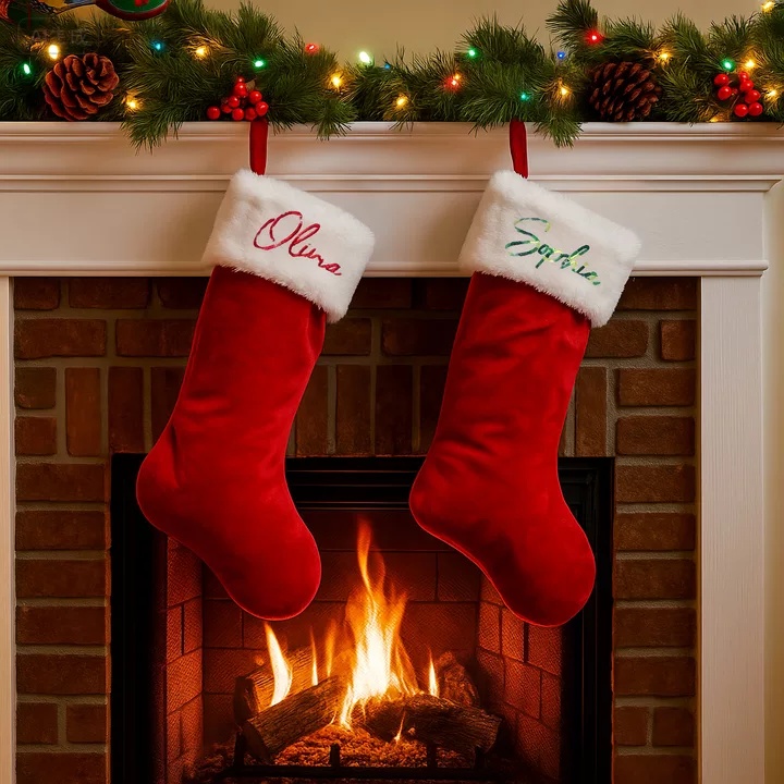 Embroidered Classic Christmas Stocking
