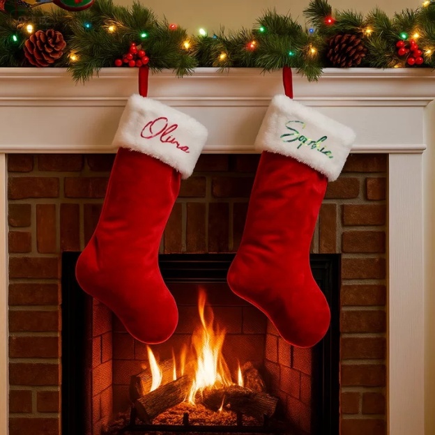 Embroidered Classic Christmas Stocking