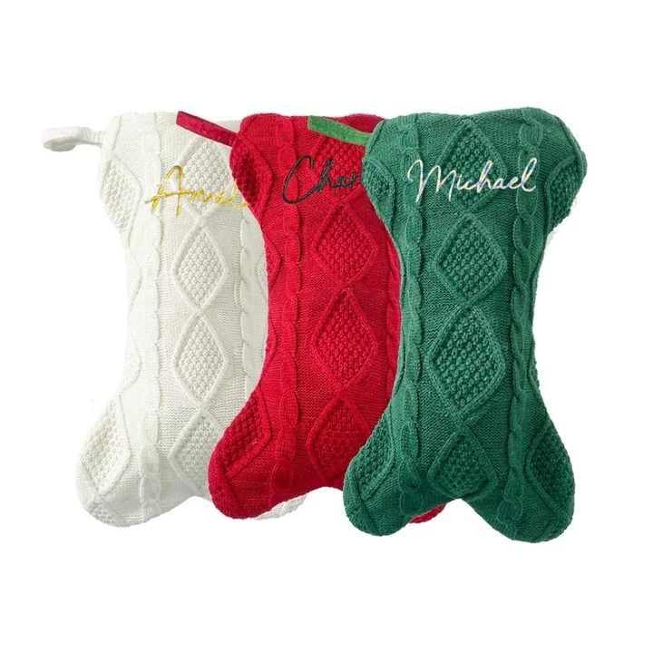 Bone-Shaped Knit Christmas Stocking