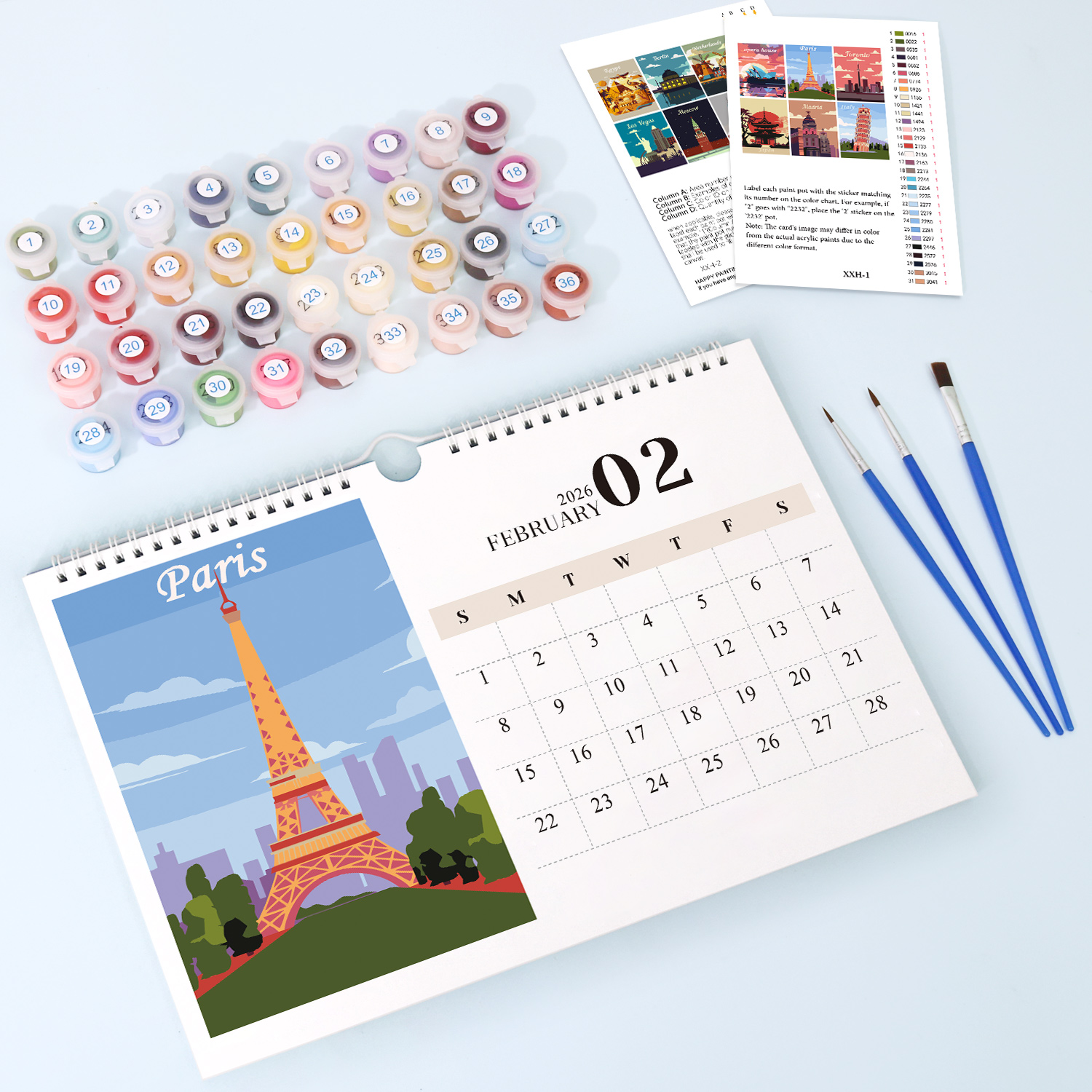 Spiral-Bound Cityscape Art Calendar 2026