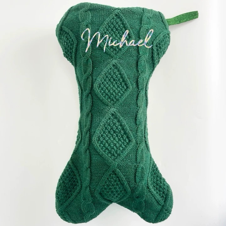Bone-Shaped Knit Christmas Stocking