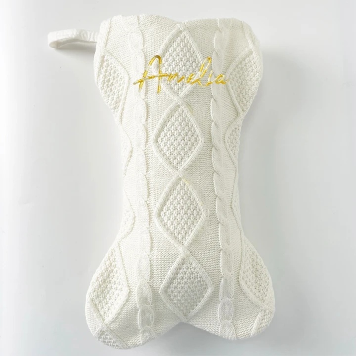 Bone-Shaped Knit Christmas Stocking