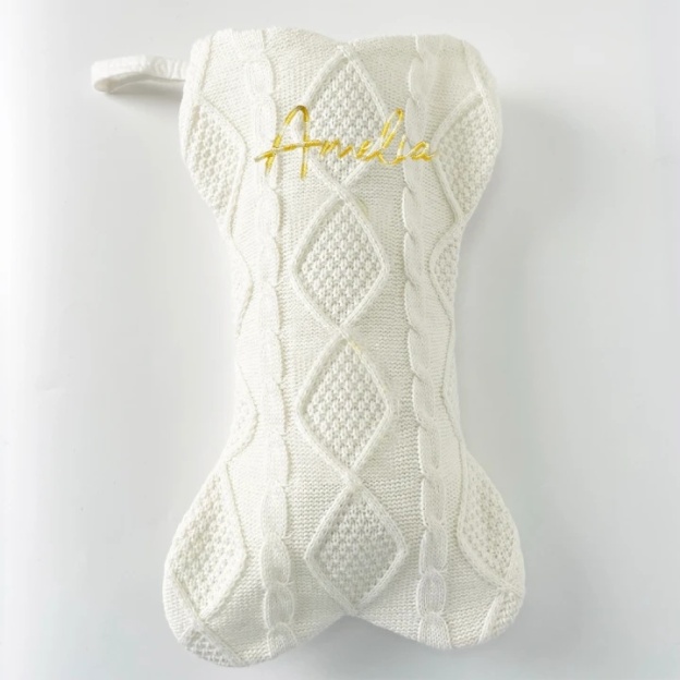 Bone-Shaped Knit Christmas Stocking