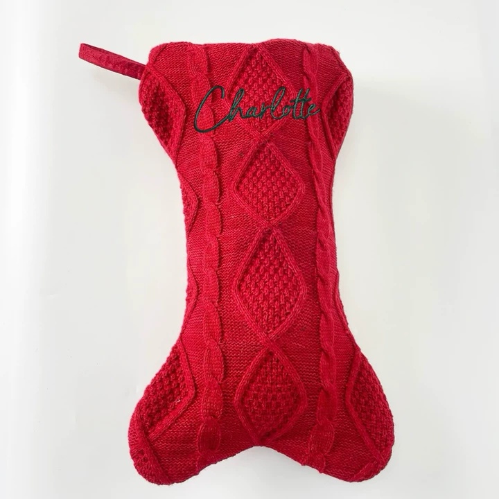 Bone-Shaped Knit Christmas Stocking