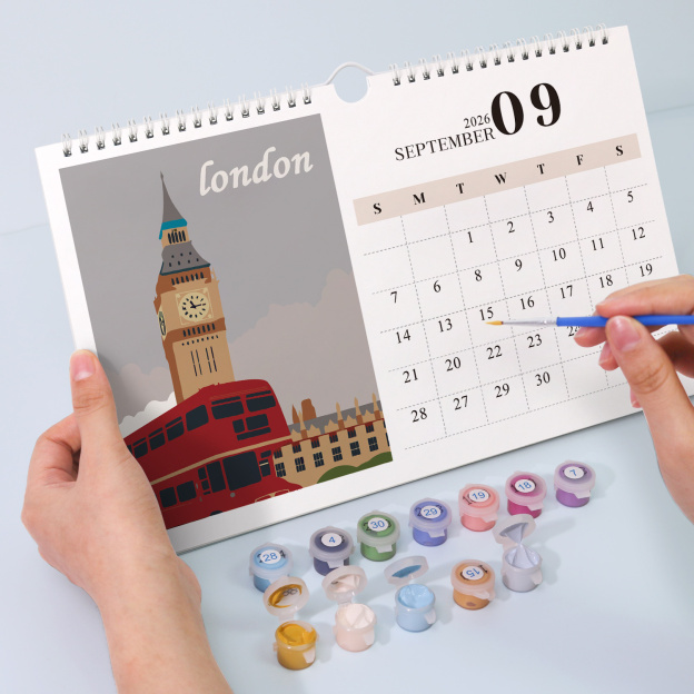 Spiral-Bound Cityscape Art Calendar 2026