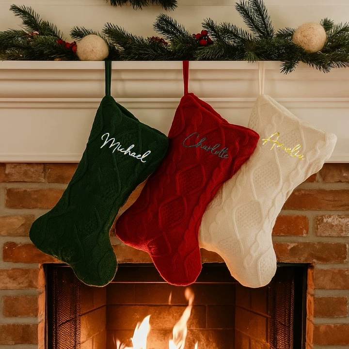 Bone-Shaped Knit Christmas Stocking
