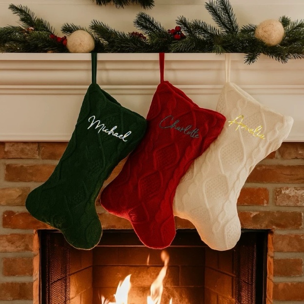 Bone-Shaped Knit Christmas Stocking