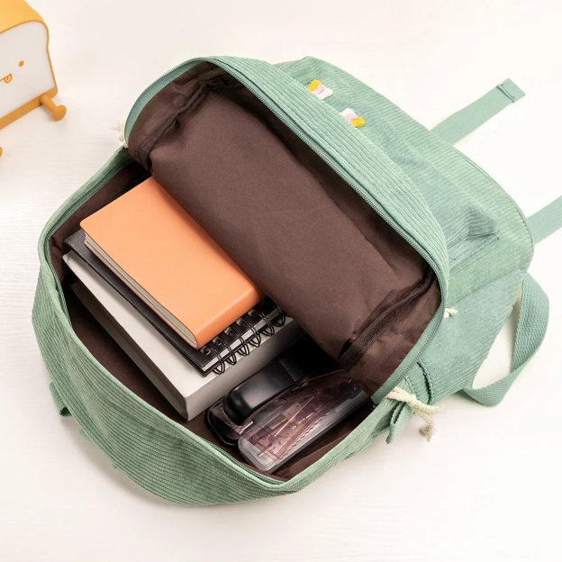 Personalized Braided Flower Rainbow Name Corduroy Kid Toddler Backpack for Preschool Kindergarten Birthday Back to School Gift for Boys Girls