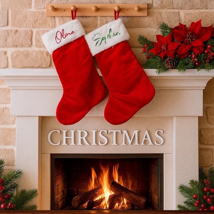 Embroidered Classic Christmas Stocking