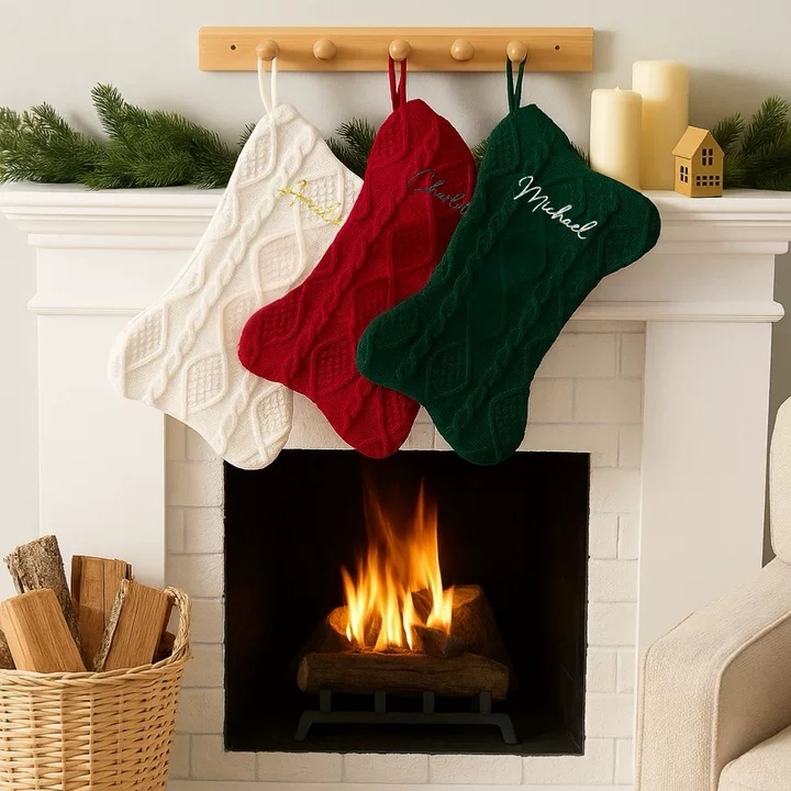 Bone-Shaped Knit Christmas Stocking