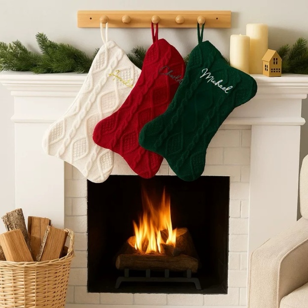 Bone-Shaped Knit Christmas Stocking