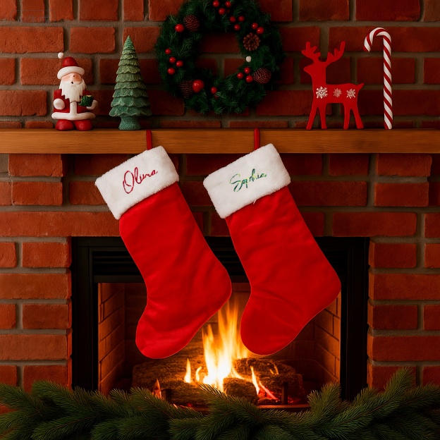 Embroidered Classic Christmas Stocking