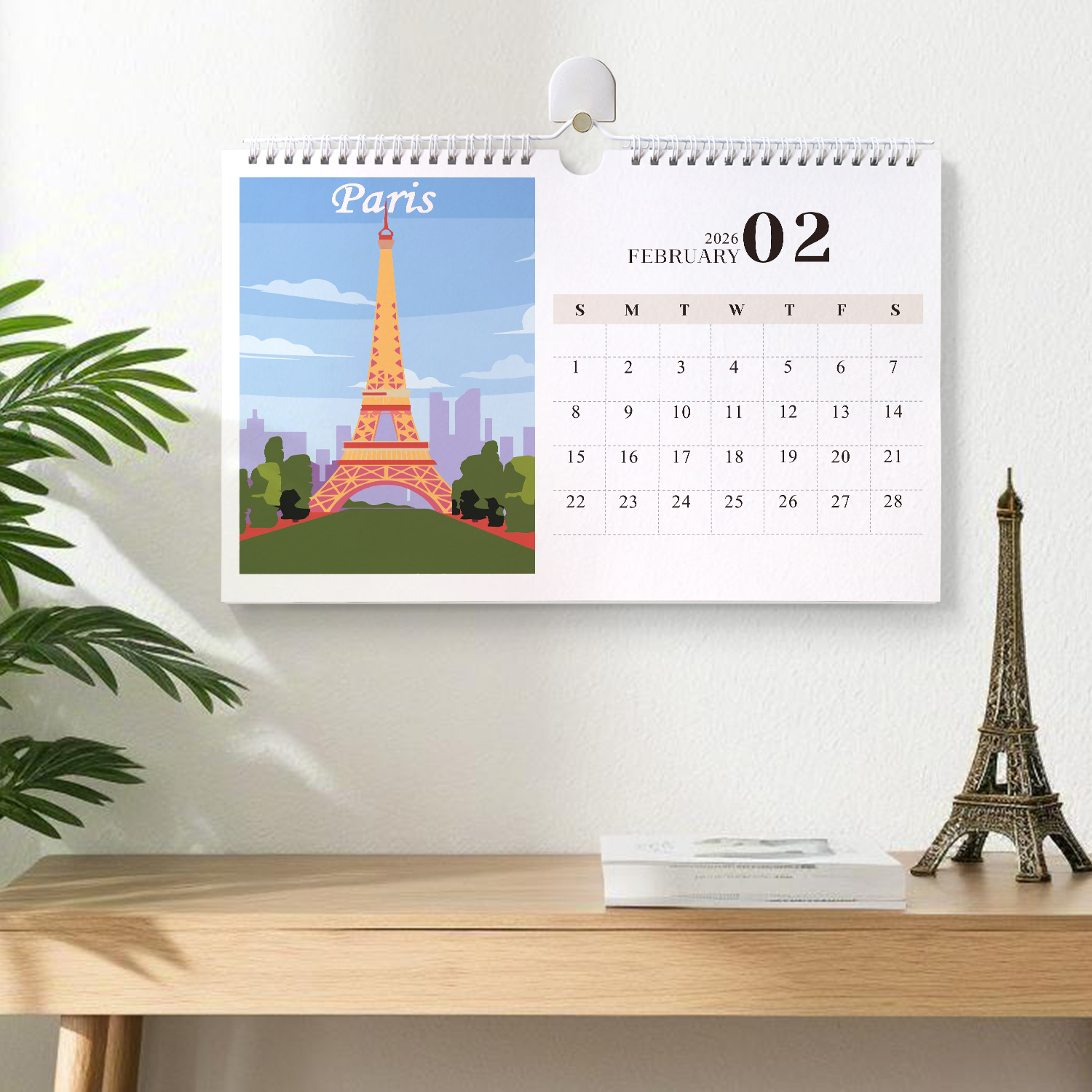Spiral-Bound Cityscape Art Calendar 2026