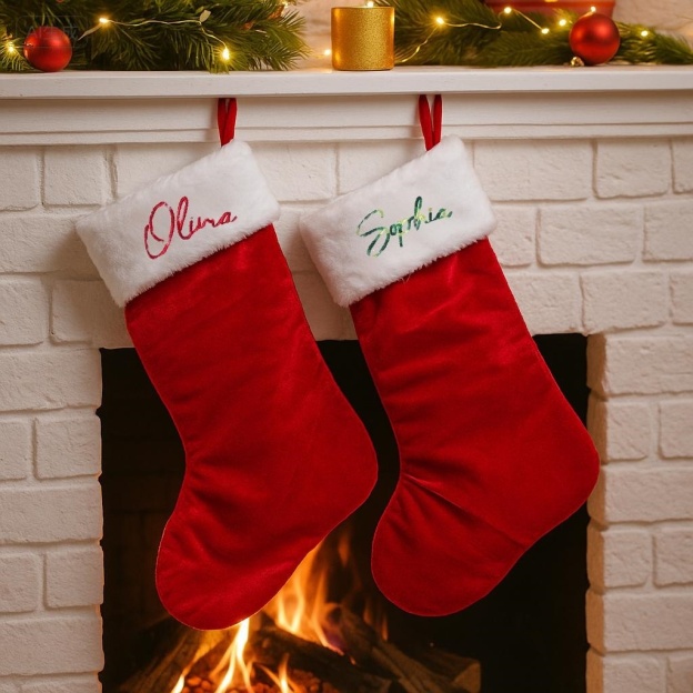 Embroidered Classic Christmas Stocking