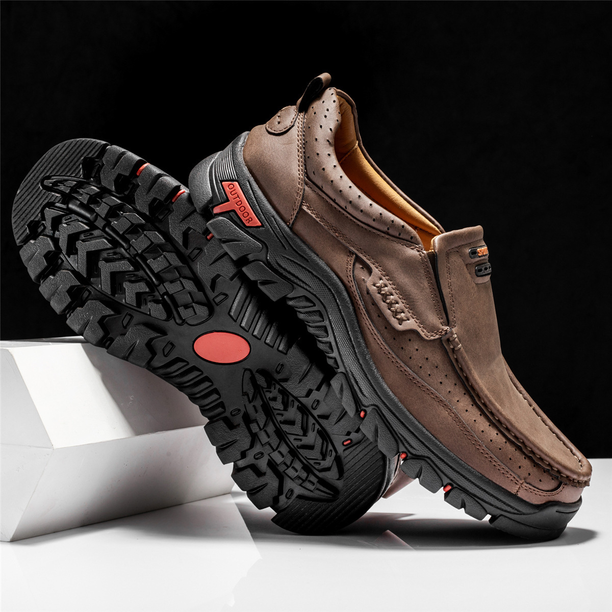 StepsFree Shoes Men's Non-slip Walking Leather Lightweight Breathable Casual Loafers