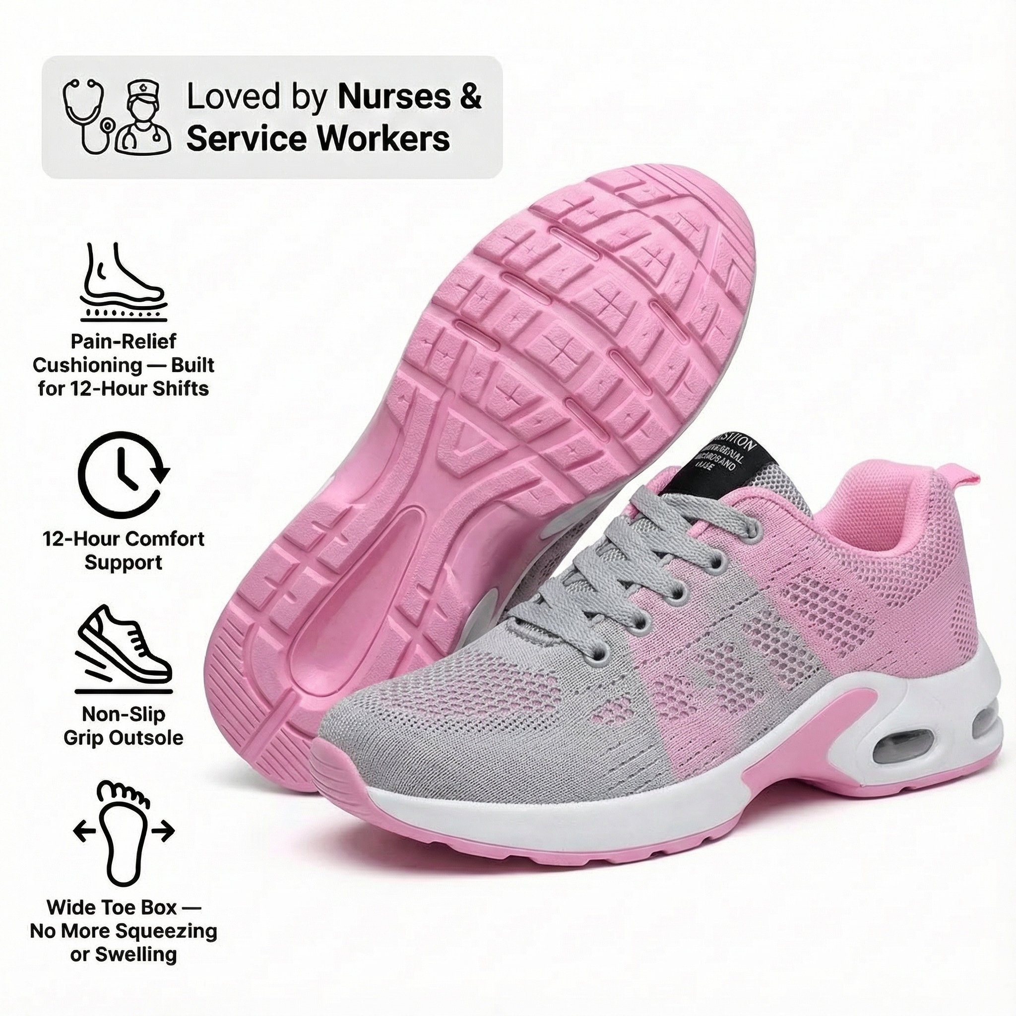 Ortho-Wear™ Pro — 12-Hour Shift Shoes for All-Day Foot, Knee & Back Pain Relief