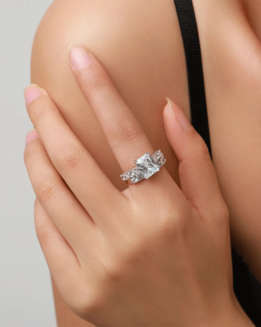 Princess-Cut Gemstone Ring Set