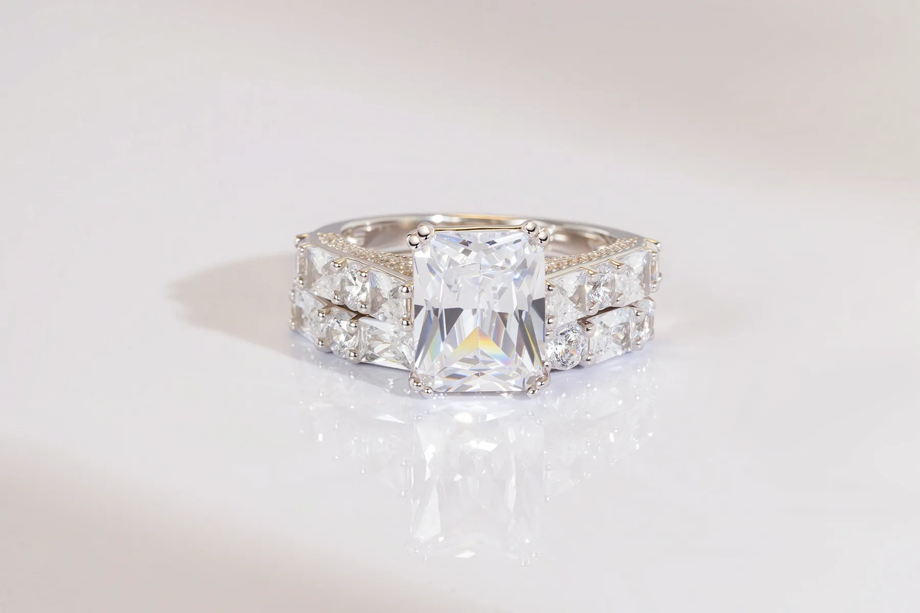 Princess-Cut Gemstone Ring Set