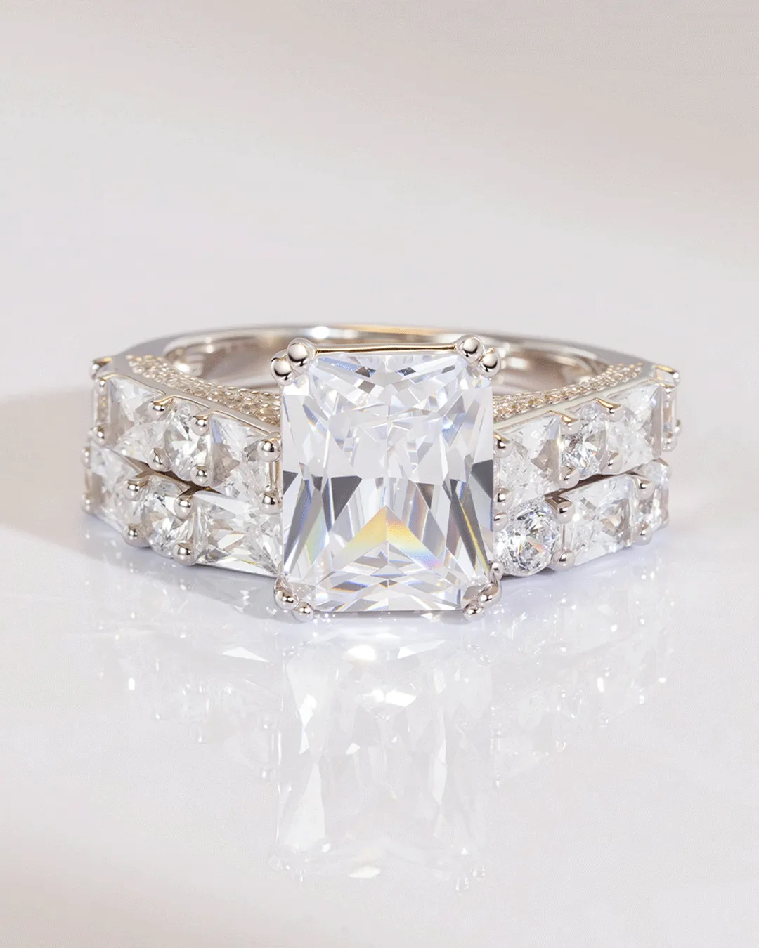 Princess-Cut Gemstone Ring Set