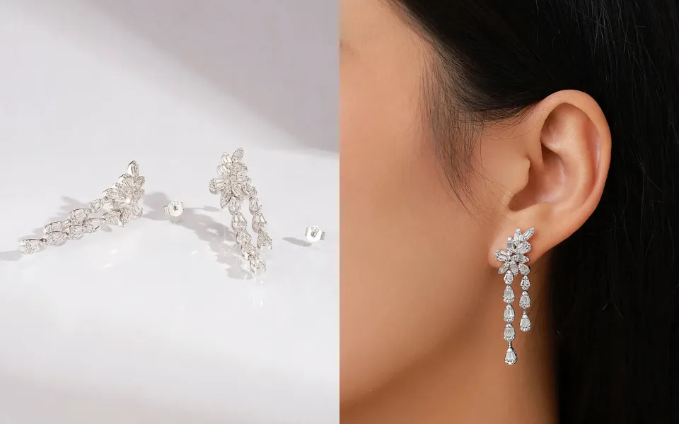 Koraglo Baguette Waterdrop Drop Earrings​