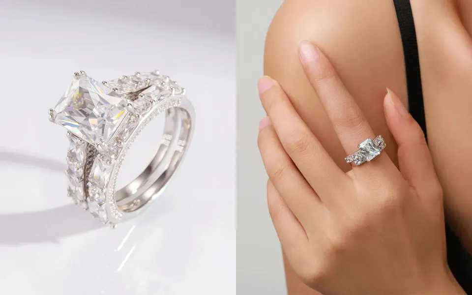 Princess-Cut Gemstone Ring Set