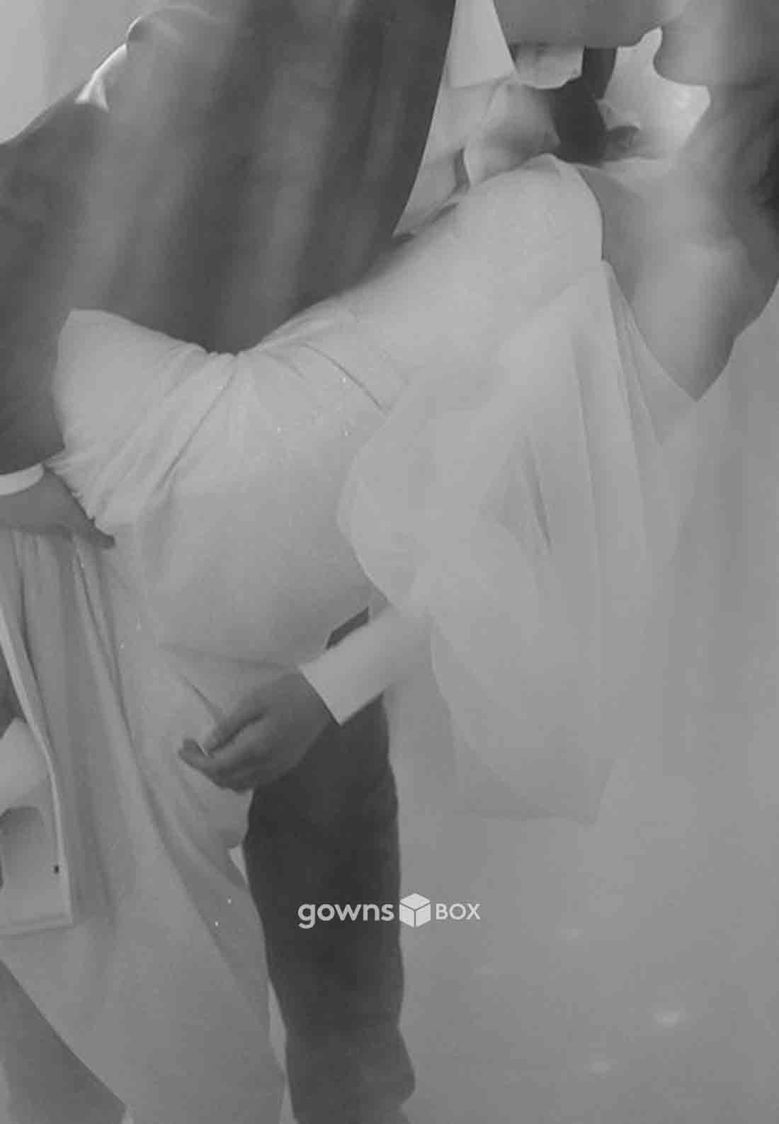 Off-Shoulder Strapless Asymmetrical Glitter High Slit Sweetheart Wedding Dresses-GownsBox