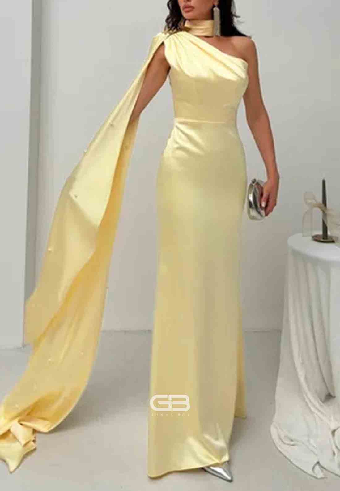Yellow Side Draping Halter 