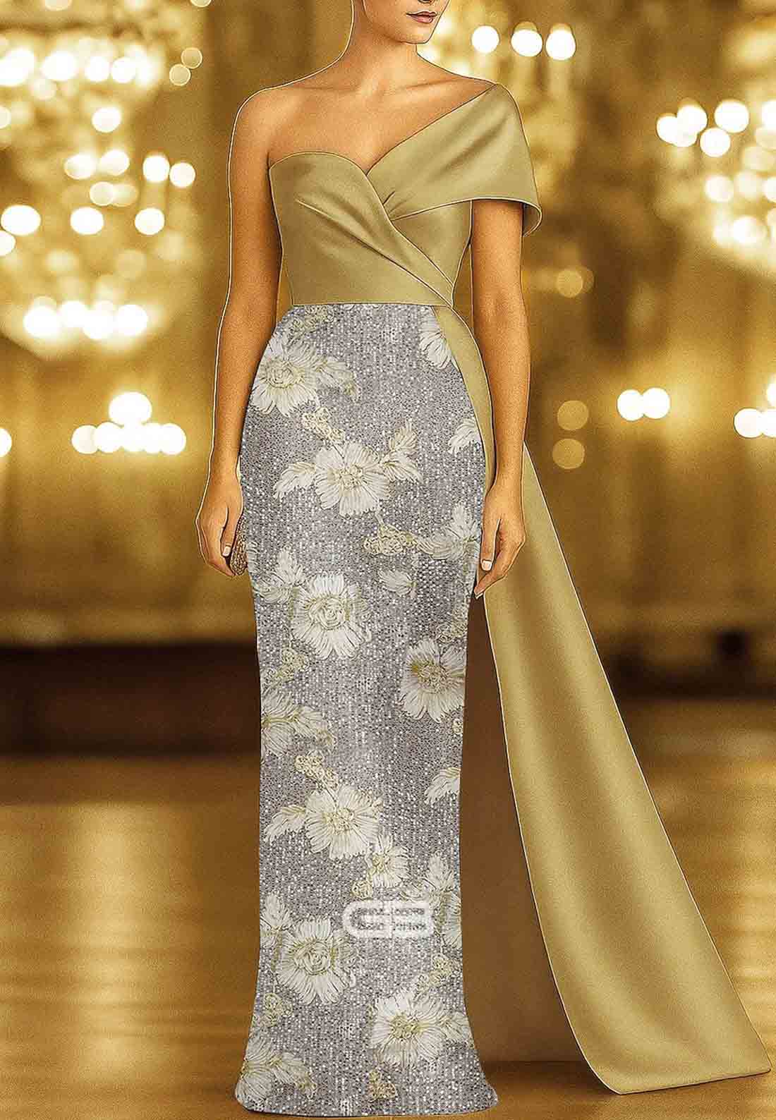 Column with Glitter Embroidery