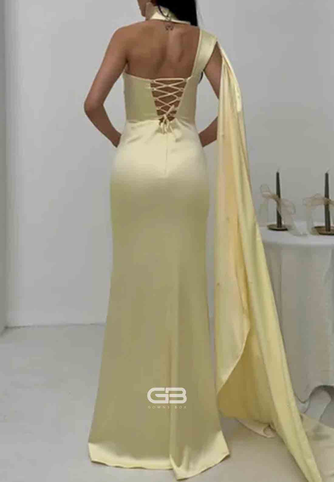 Yellow Side Draping Halter 