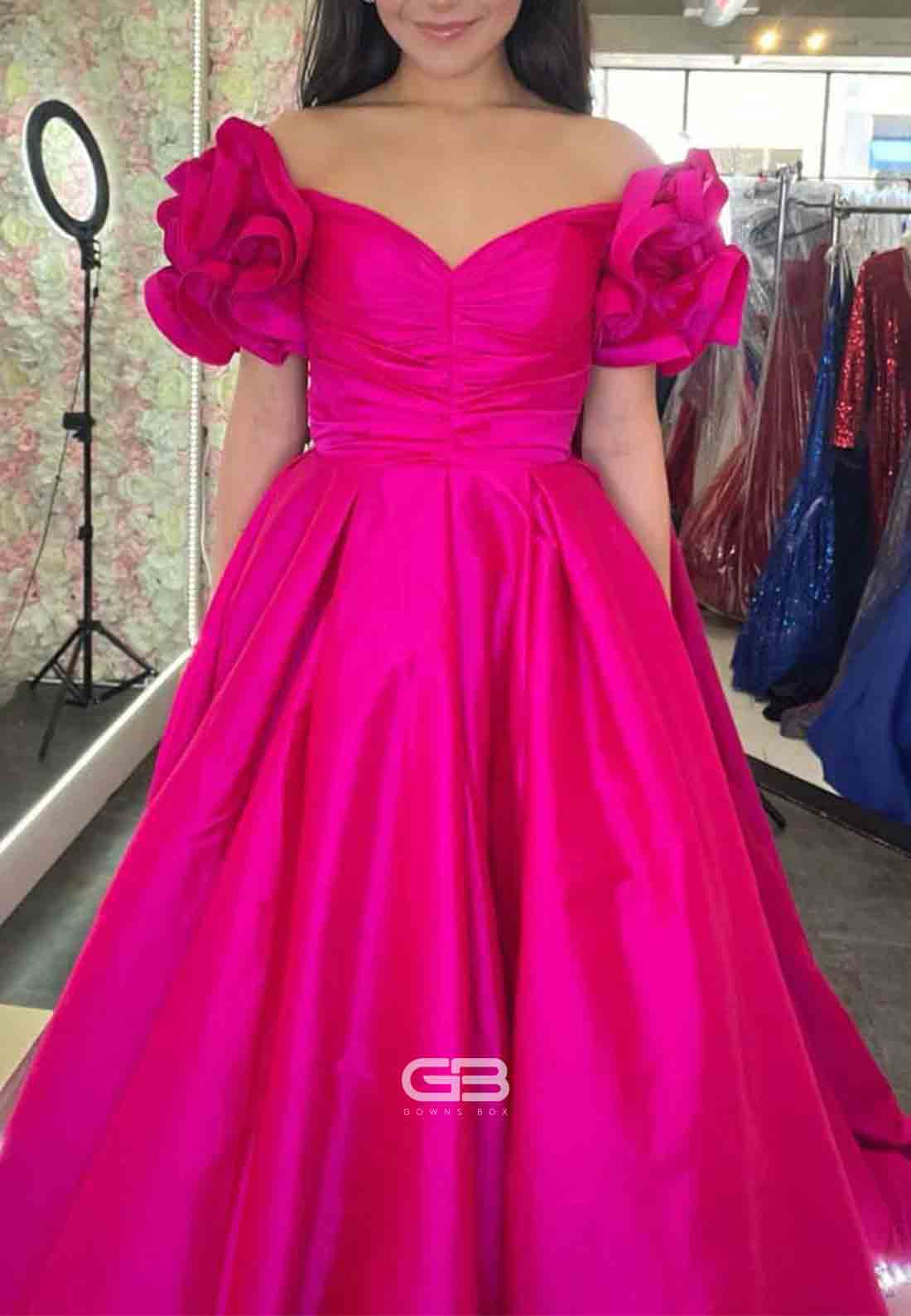 A - Line Yellow Off - the - Shoulder Ruffled Slee 