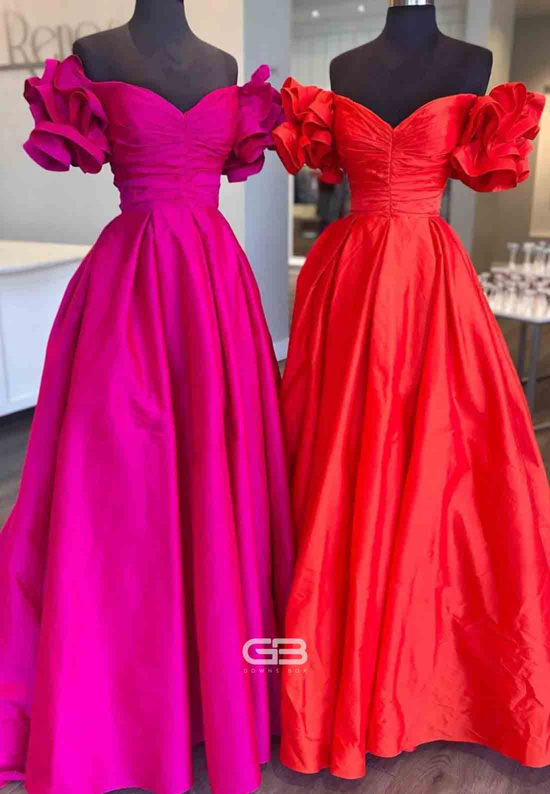 A - Line Yellow Off - the - Shoulder Ruffled Slee 