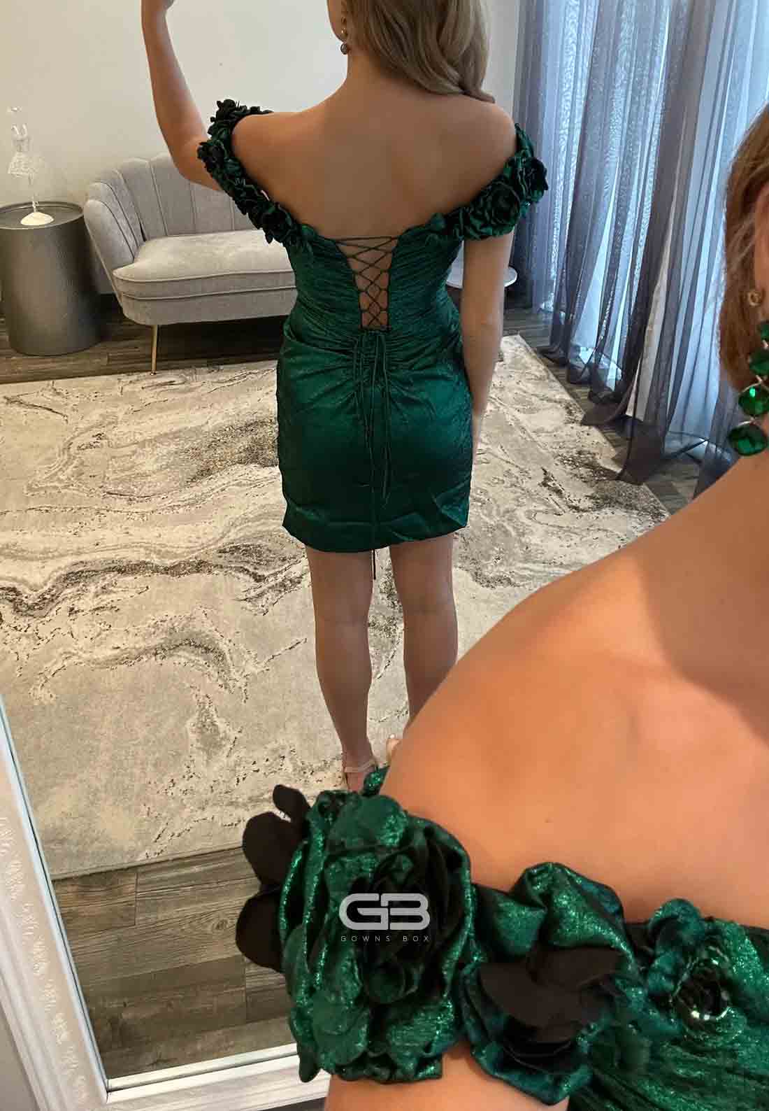 Off the Shoulder Sheath Tie Back Short Homecoming Dress with Ruffles