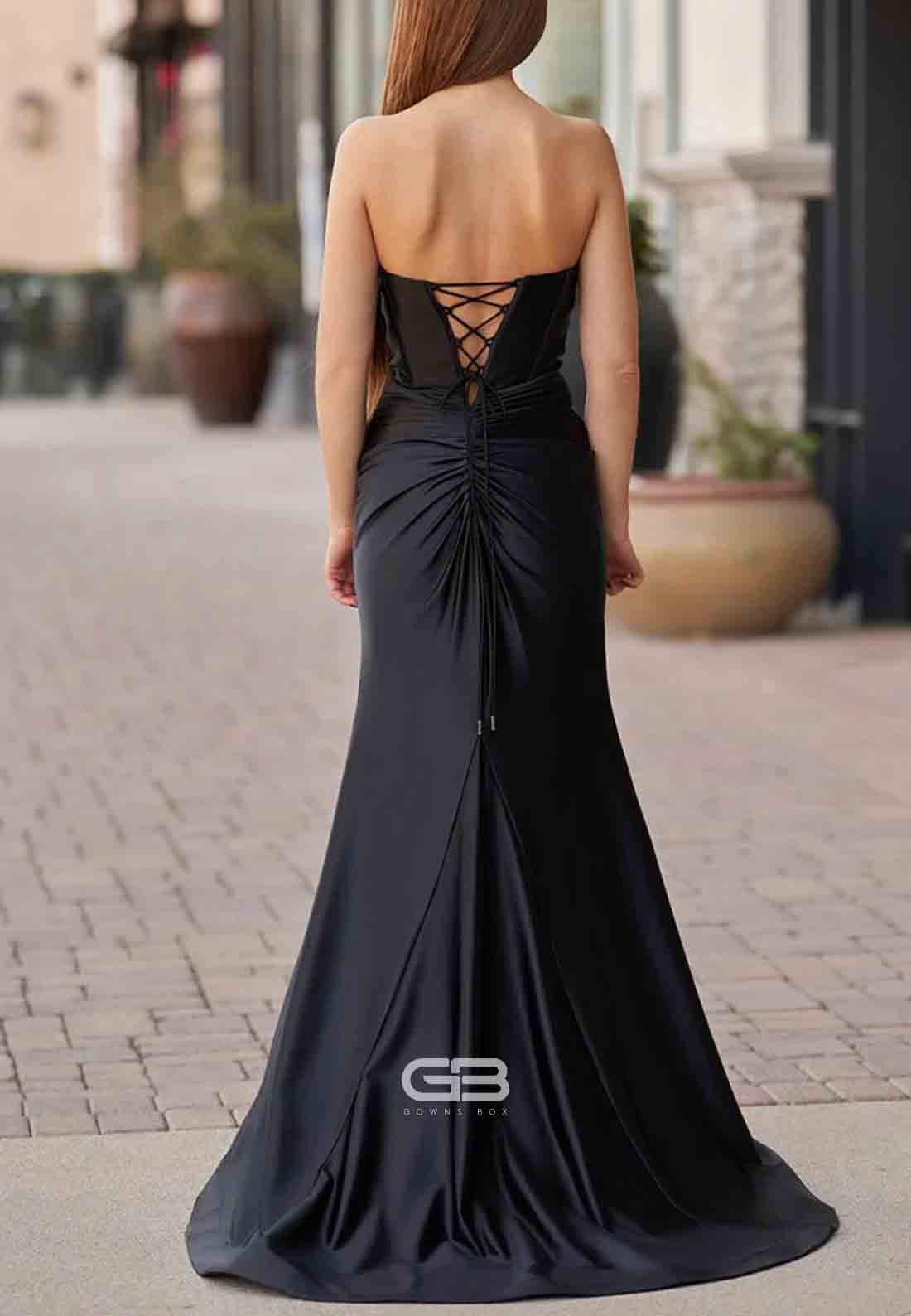 Sweetheart Satin Mermaid Long Prom Dress