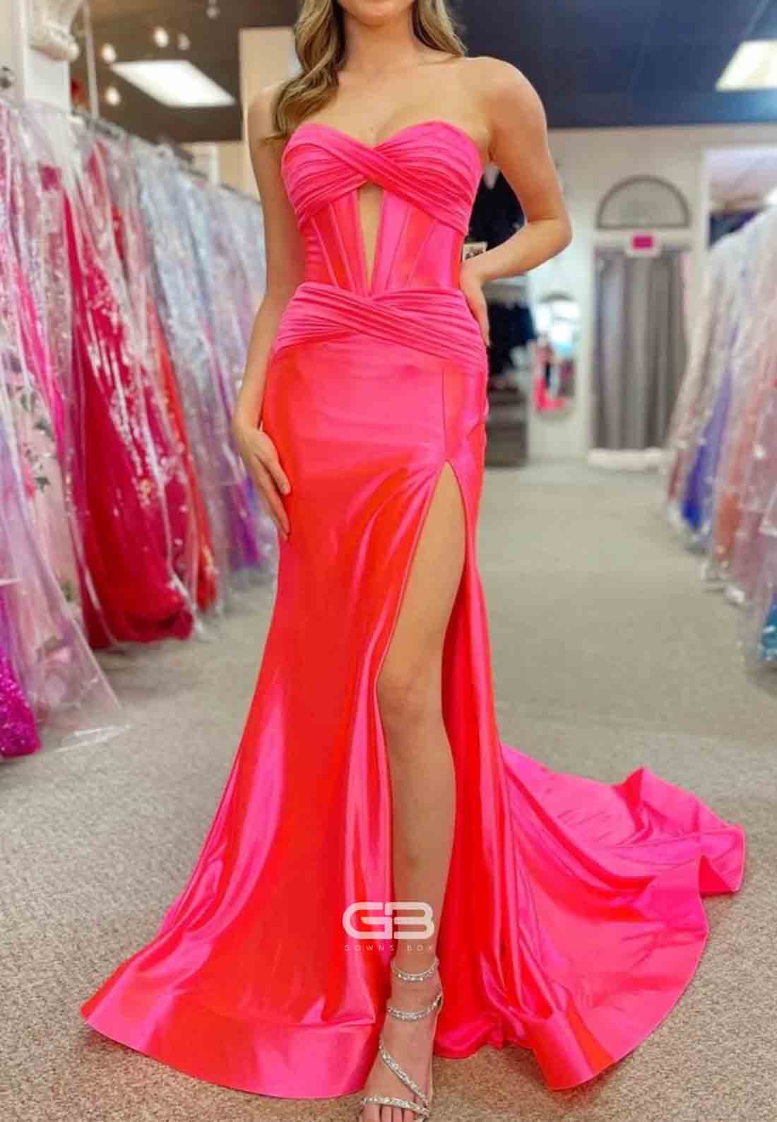 Sweetheart Satin Mermaid Long Prom Dress