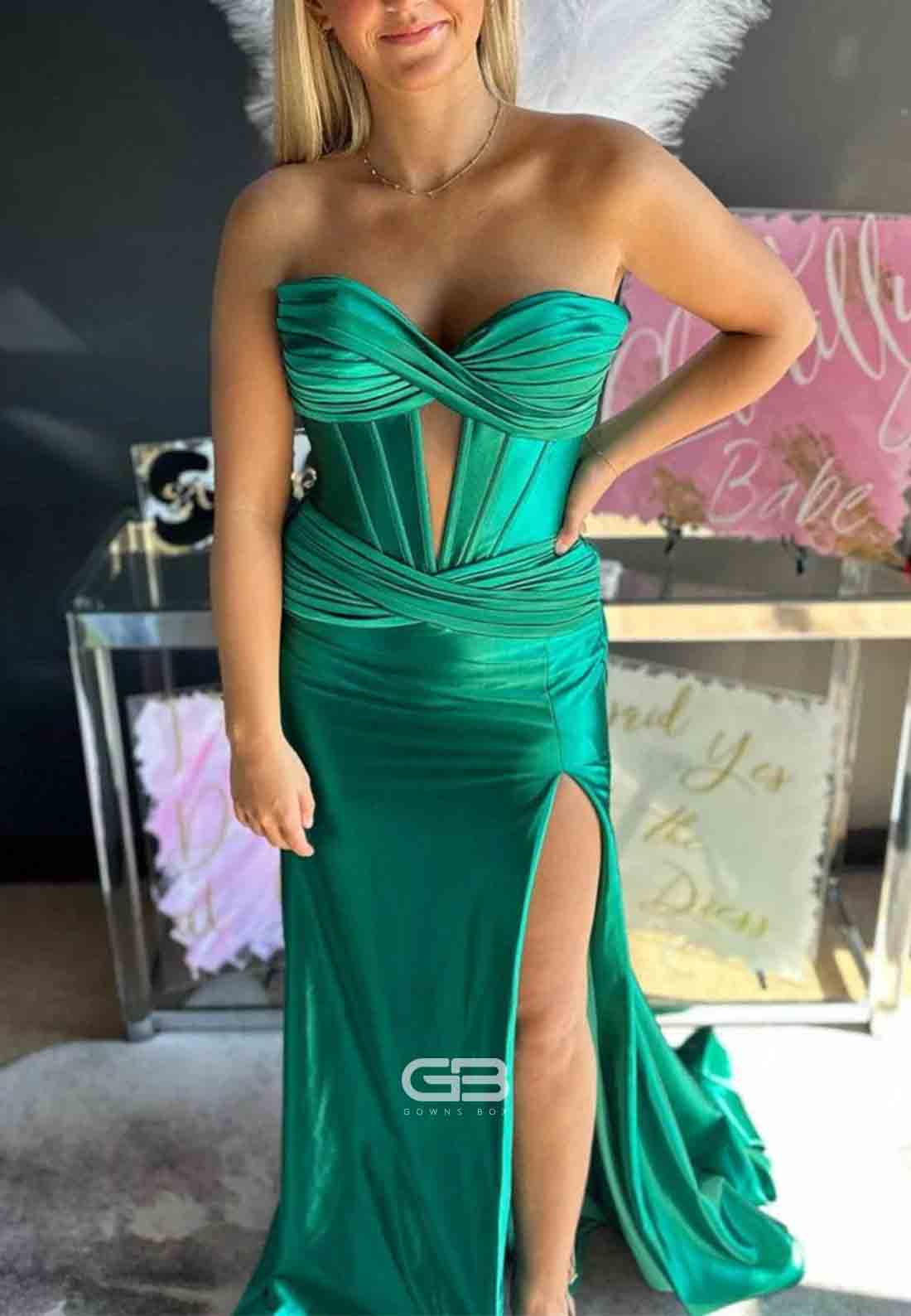 Sweetheart Satin Mermaid Long Prom Dress