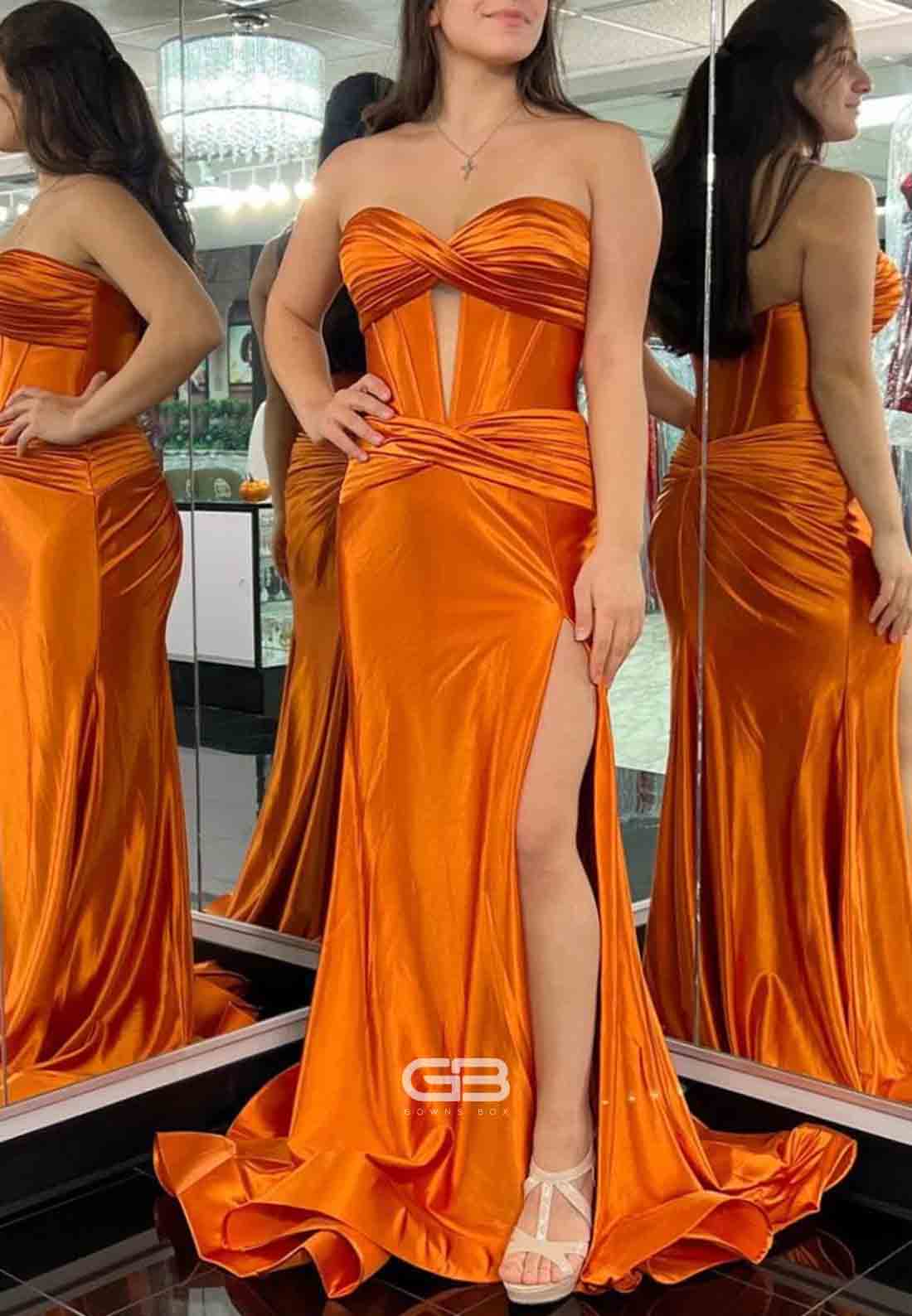 Sweetheart Satin Mermaid Long Prom Dress