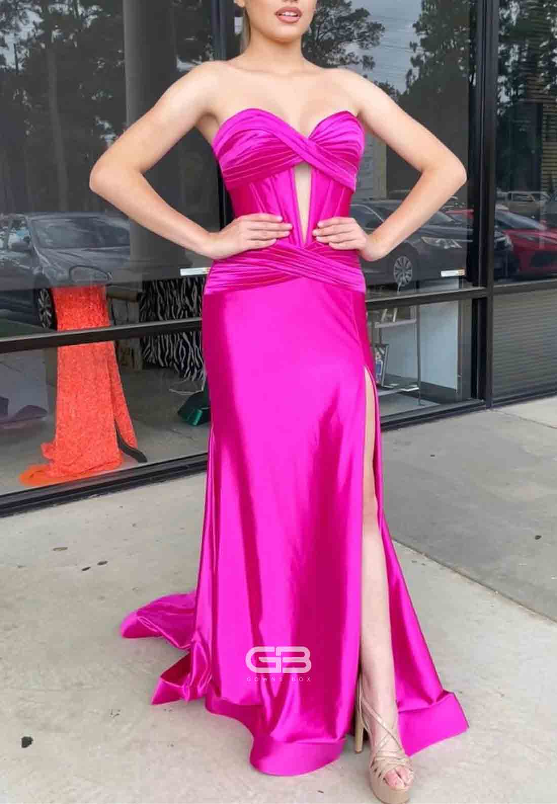 Sweetheart Satin Mermaid Long Prom Dress