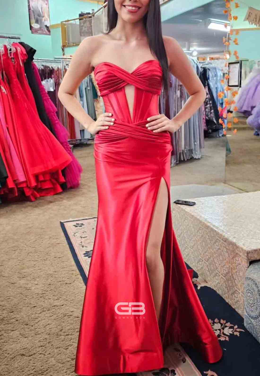 Sweetheart Satin Mermaid Long Prom Dress