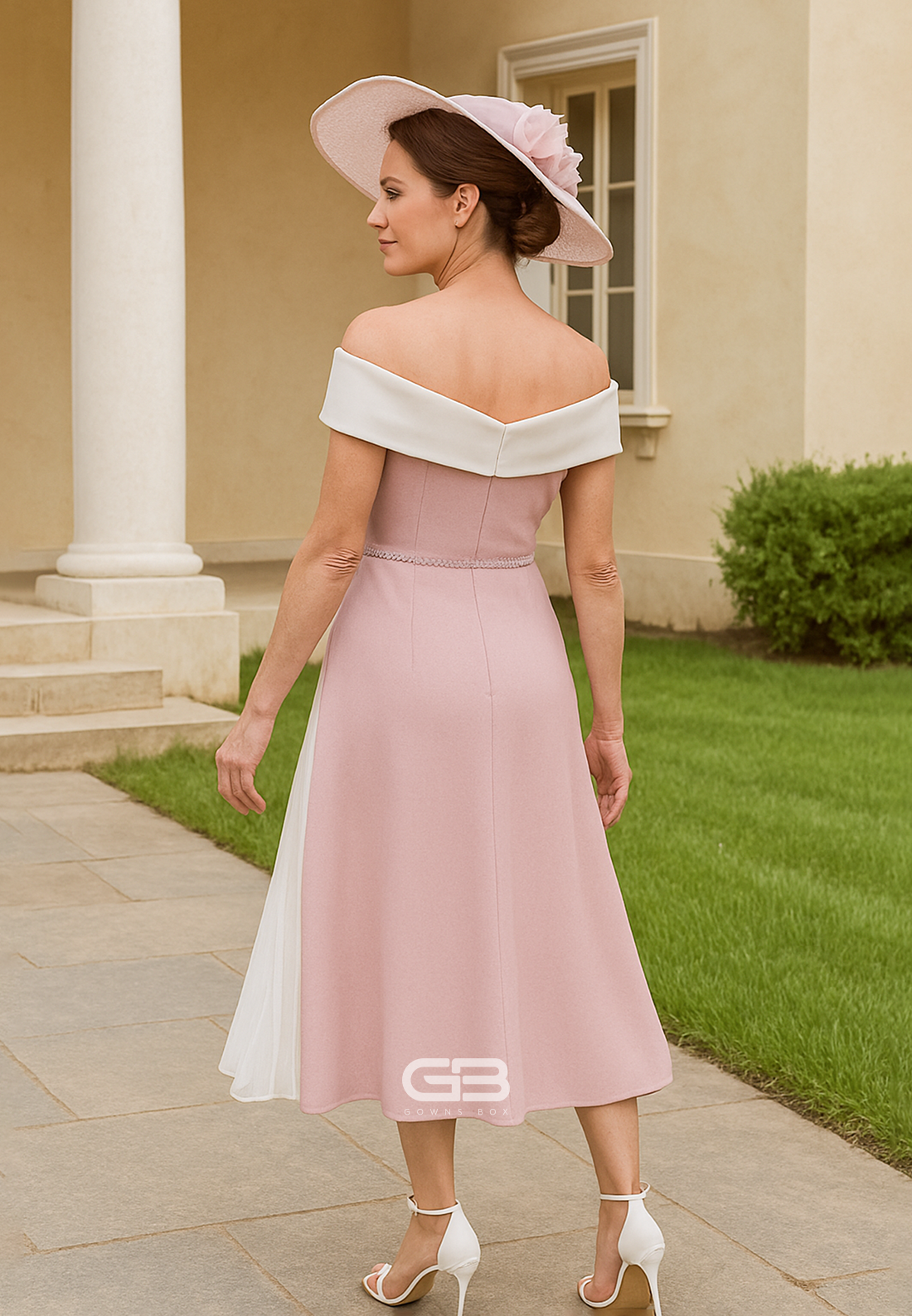 Off the Shoulder Pleated A-Line Mother of the Bride Dress with Ruffles