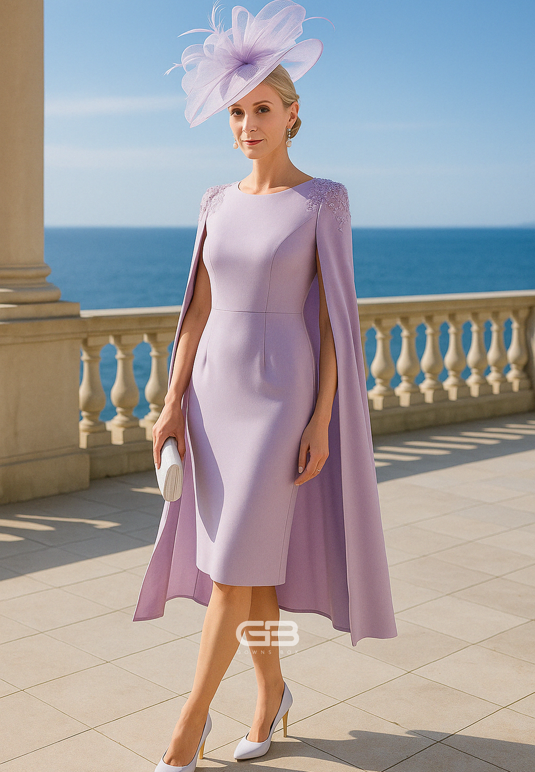 Lilac Knee-Length Cocktail Dress Sheath Scoop Mother of the Bride Dress
