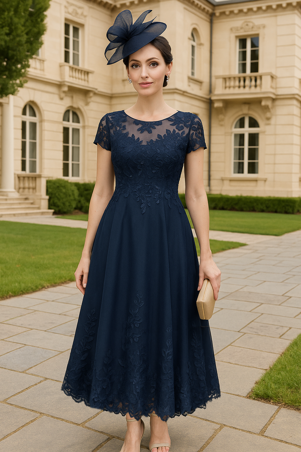 Side Slit One Shoulder Flower A-Line Pleated Ankle-Length Mother of th